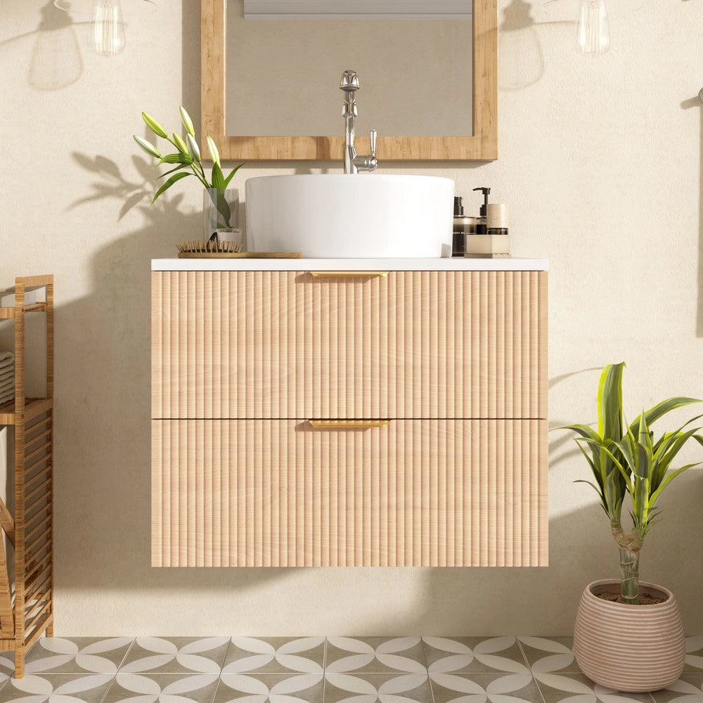 Mobile Bagno Sospeso con Lavabo in Ceramica e 2 Cassetti in Legno ¨C Xylo ¨C 60 cm