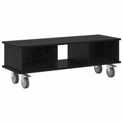 Mobile porta TV rettangolare e pratico con vano contenitore integrato 100 x 35 x 35 cm realizzato in legno composito di rovere nero 02_0054732