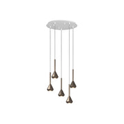 Lampadario Moderno Aygo Tondo Metallo Bianco E Bronzo 5 Luci Gu10