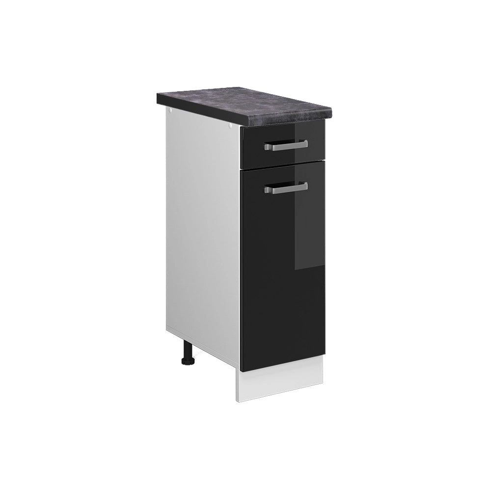 Mobiletto base per cucina R-Line Nero lucido/Bianco 30 cm, PL Antracite Vicco