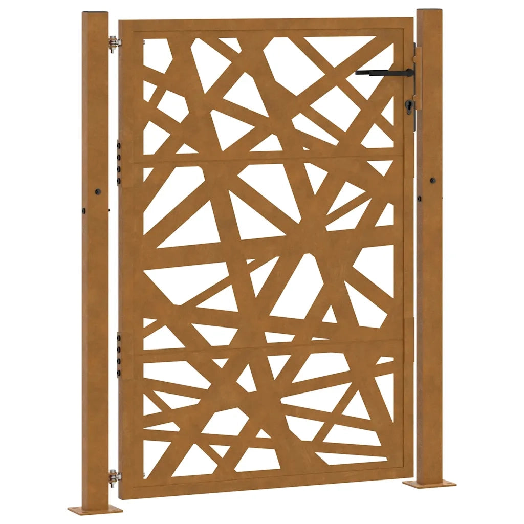 Cancello da Giardino 105x130 cm Acciaio Corten Design Leggero
