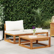 Set Divani da Giardino 3 pz con Cuscini Crema in Legno Acacia 311855