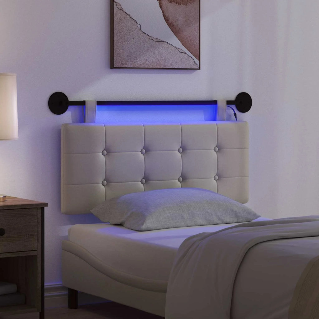 Testiera sospesa Con luce LED Crema Similpelle