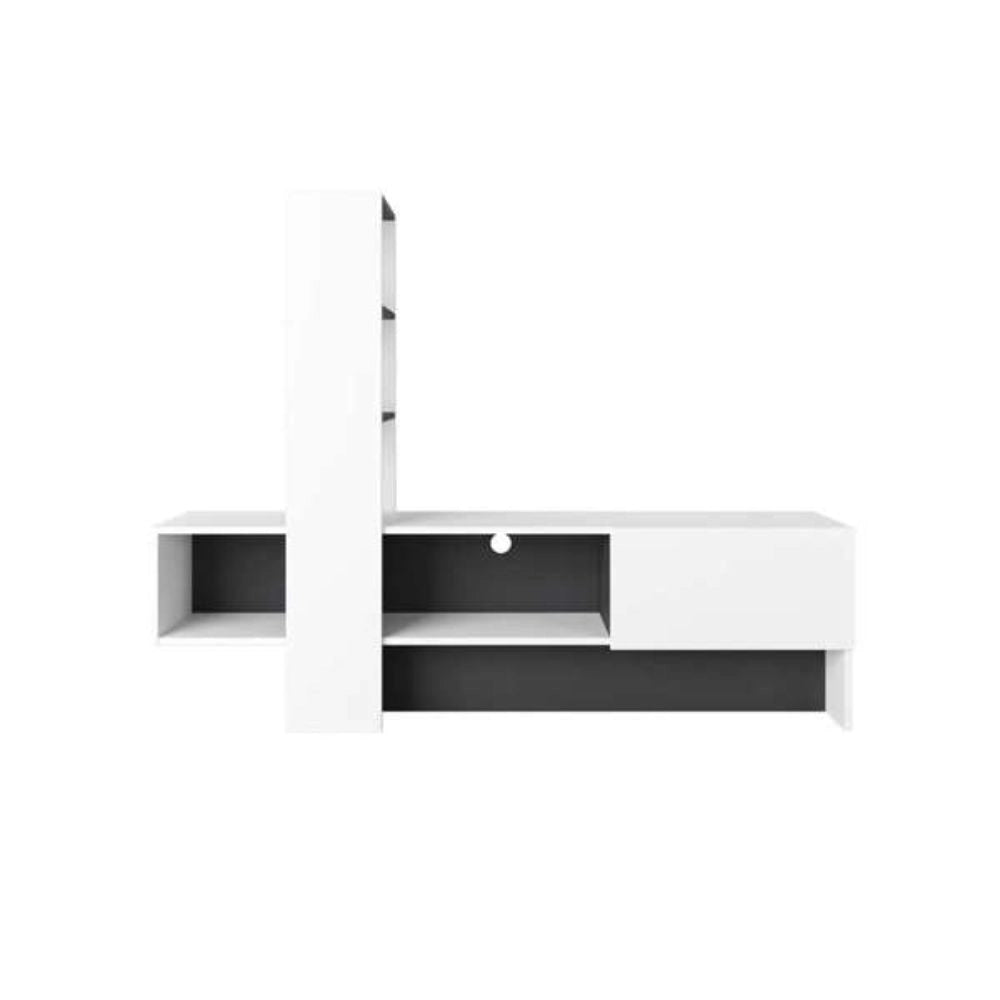 Mobile TV 1 Anta 180x38x138 cm in MDF Troya Bianco e Antracite