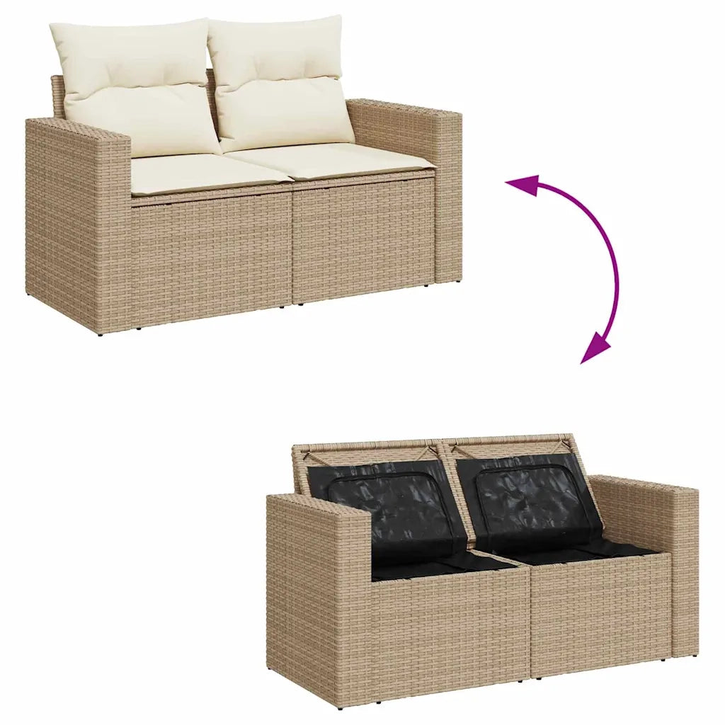 Set Divano da Giardino 11 pcs Beige e Crema polyrattan 3363576