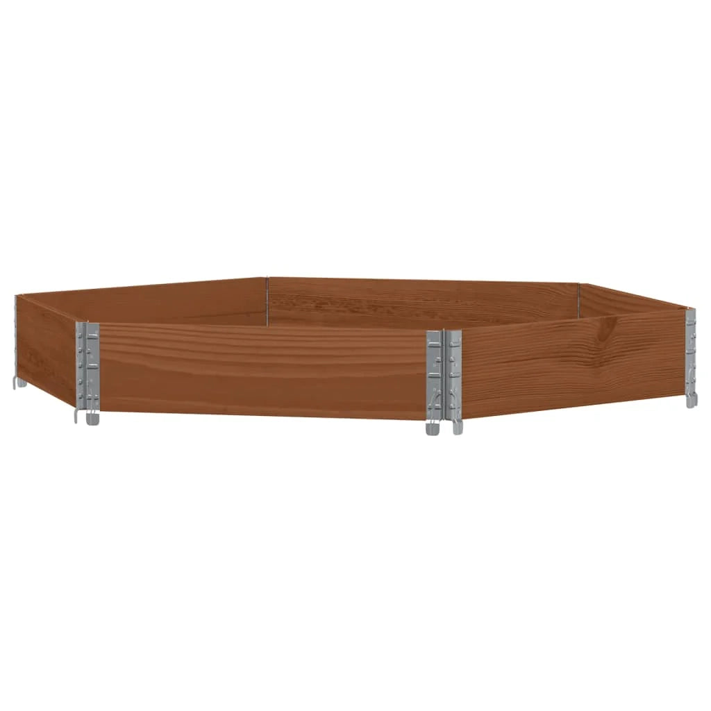 Fioriera esagonale rialzata per piante fiori e patio/giardino 160 x 160 cm legno massello di pino marrone 02_0039882