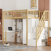 Letto a Soppalco con Armadio, Ripiani e Tavolo ¨C MINIMAL ¨C Legno 90x200