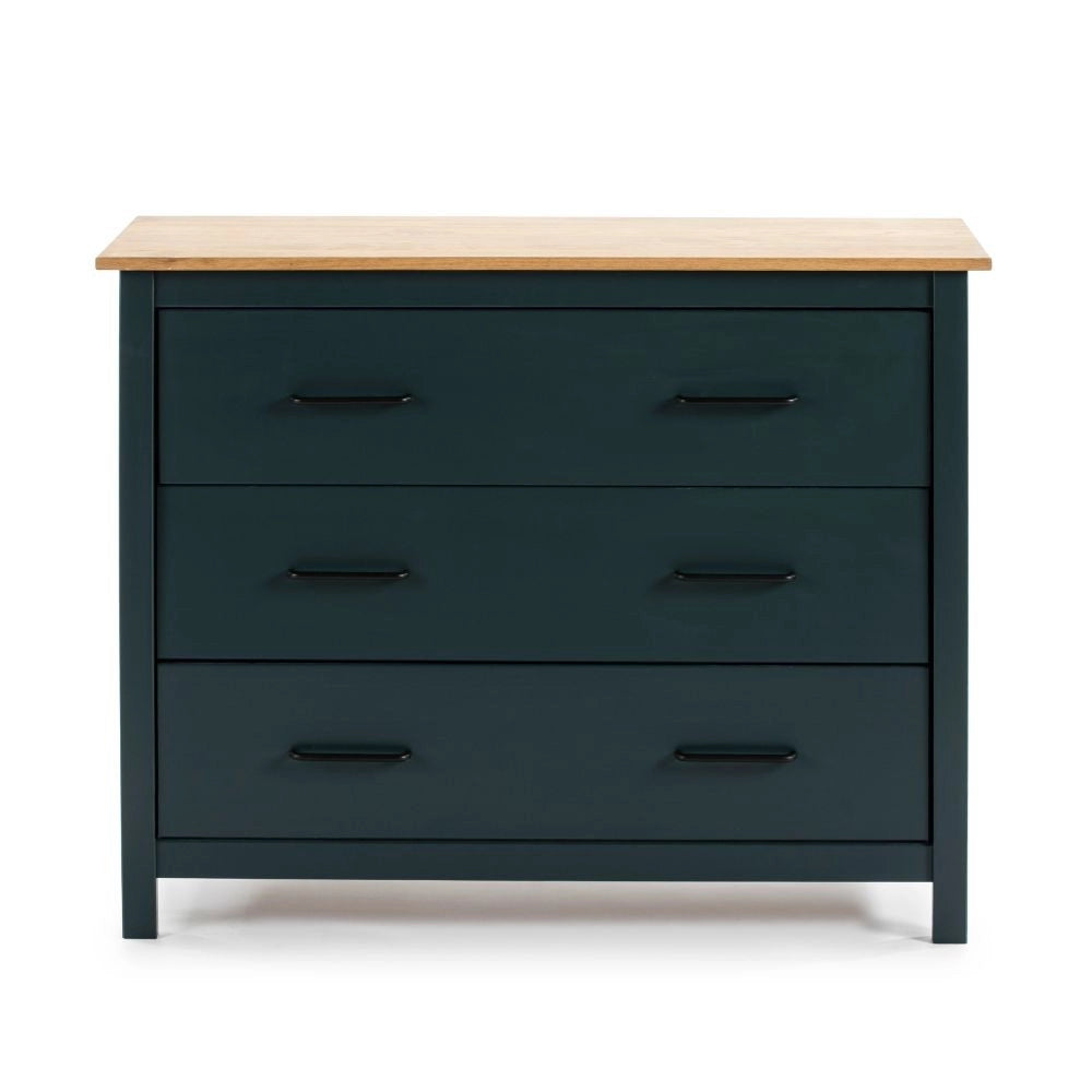 Comò Miranda in legno massiccio blu e pino 100x40x80H – Stile Elegante e Robusto