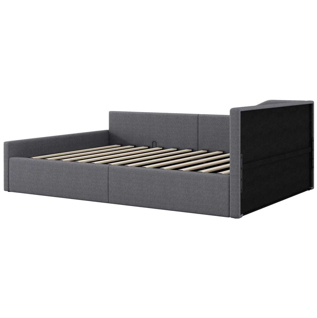 Letto Giorno Imbottito 140x200 cm con Contenitore Sotto, Grigio