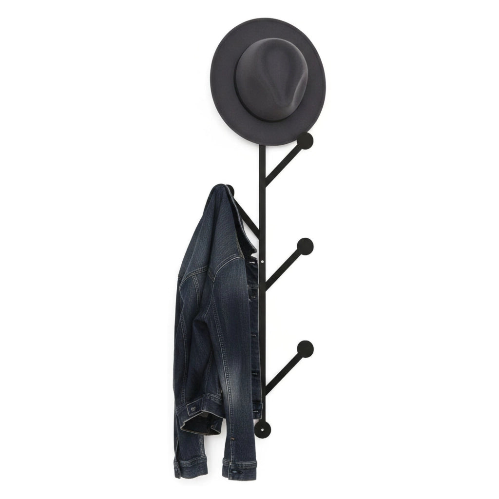 Appendiabiti Fani, Attaccapanni, Portabiti multiuso, Appendiabiti da parete, 22x5h94 cm, Nero