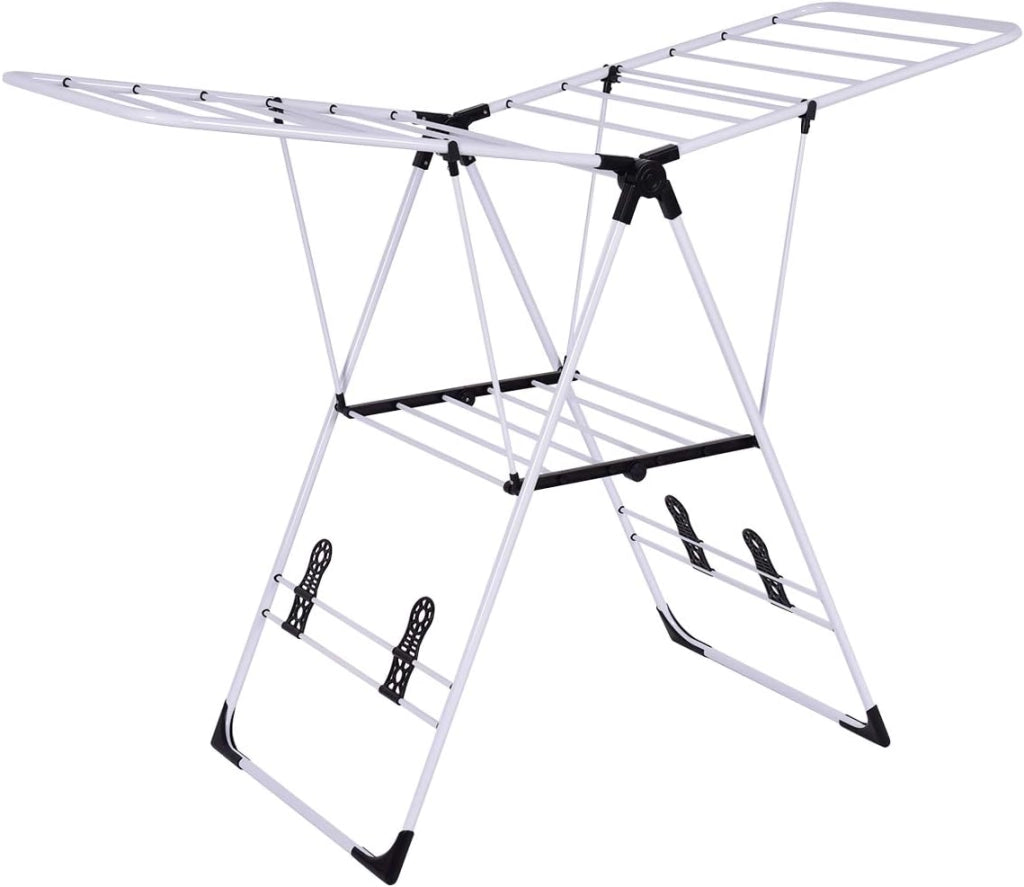 Stendibiancheria Pieghevole, Stendibiancheria da Pavimento in Acciaio Inossidabile, Robusta e Stabile, 137x56x124 cm