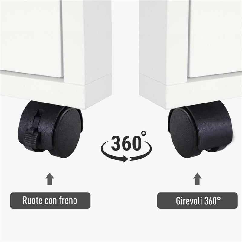 CASSETTIERA PER UFFICIO IN LEGNO CON 2 CHIAVI CASSETTO ARMADIETTO E 4 RUOTE