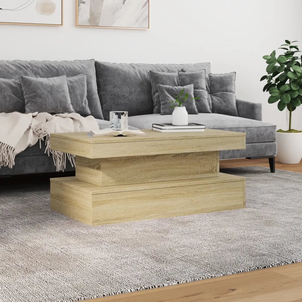 Tavolino da Soggiorno con Luci LED Rovere Sonoma 90x50x40 cm 839849