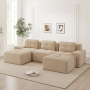 Divano Modulare Cloud a U con Ottoman 3 Posti ¨C Xylo ¨C Velluto a Coste Beige