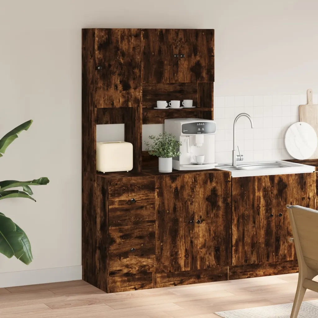 Mobile da cucina-Armadio da cucina Rovere Fumo 95x50x180 cm Legno Multistrato