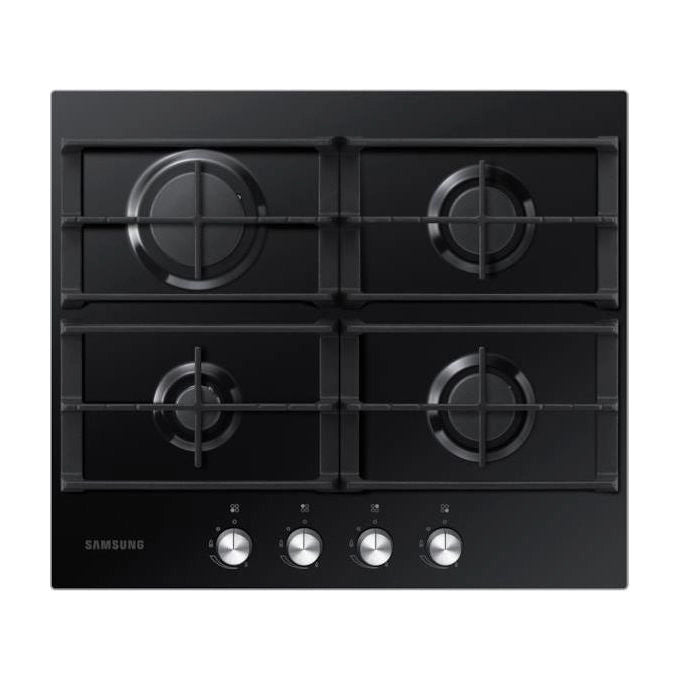 Samsung NA64H3010AK Piano Cottura a Gas in Vetro Temperato 4 Fuochi Griglia in Ghisa 60 cm Nero