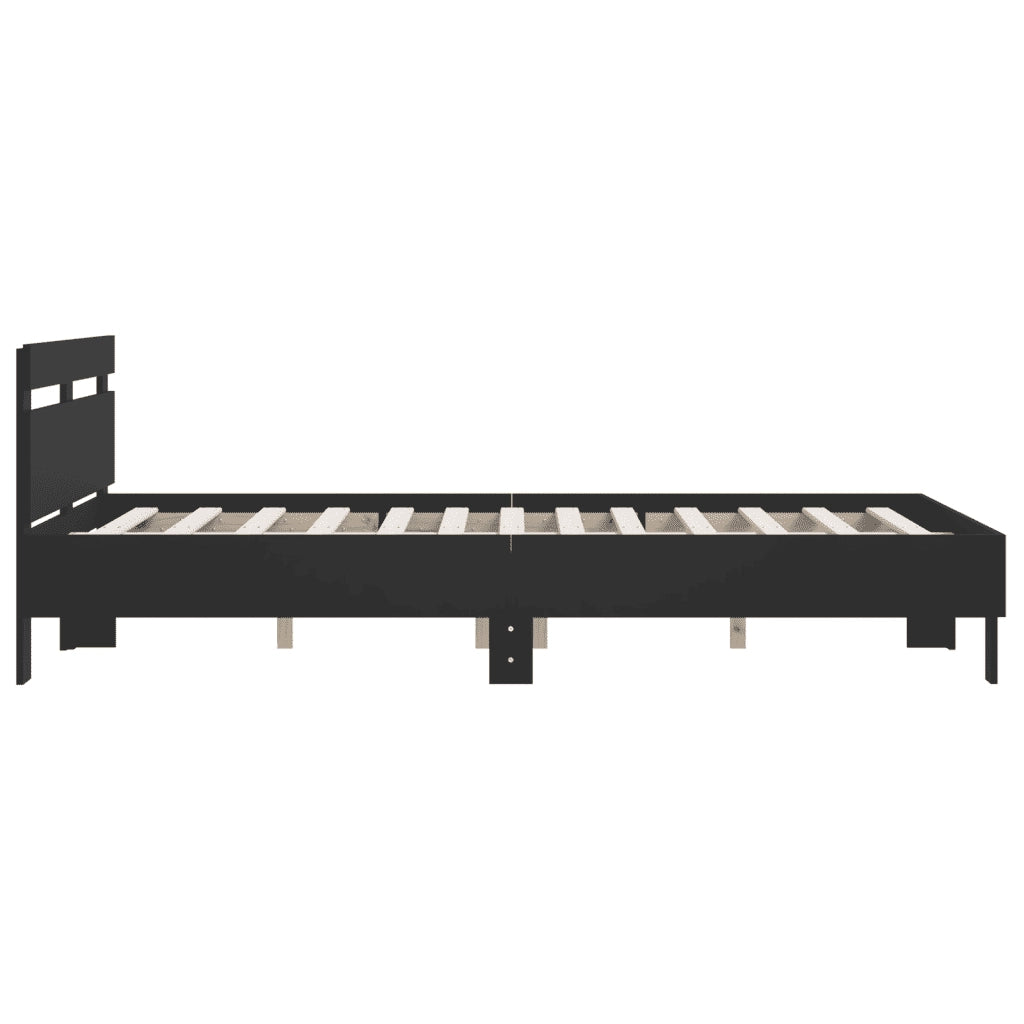 Giroletto con Testiera-Struttura Letto con testiera Nero 140x200 cm in Legno Multistrato