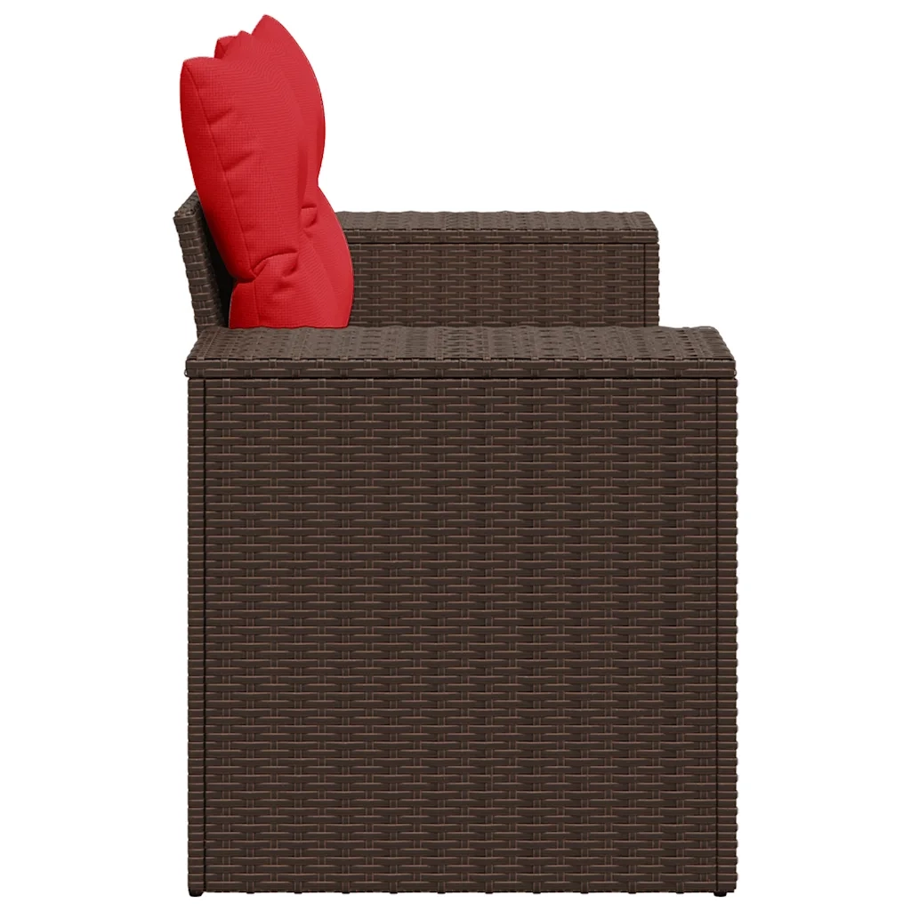 Divano da giardino con cuscini a 2 posti marrone in polyrattan