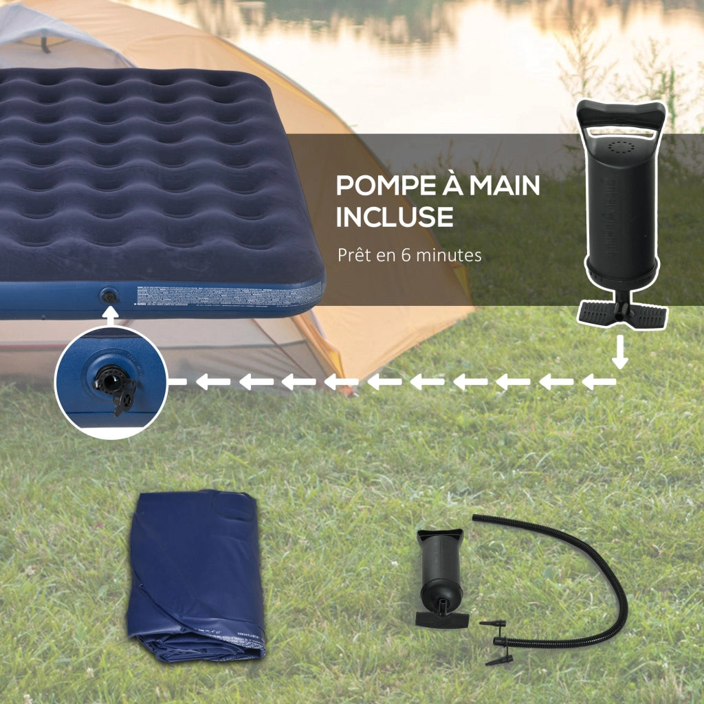 Materasso gonflabile 2 persone con pompa a mano ¨C zephmum ¨C blu