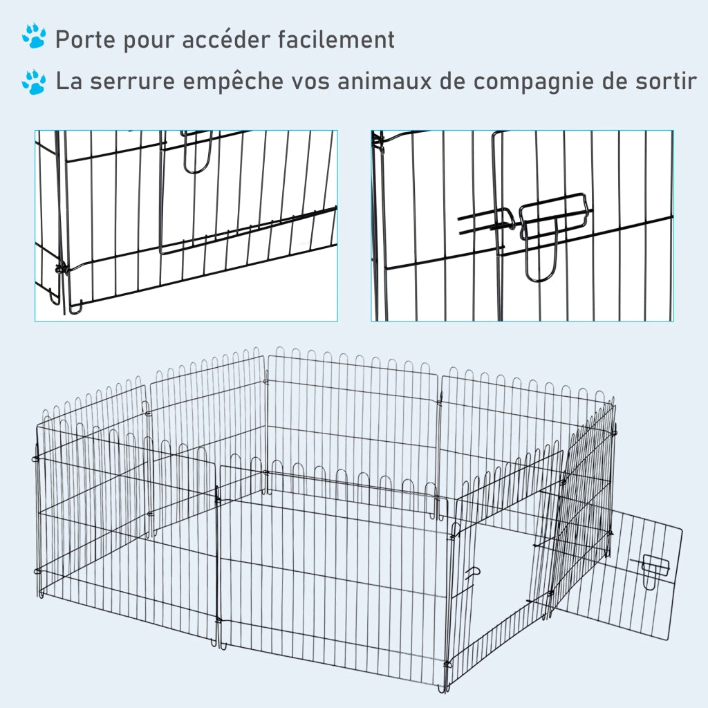 Recinto per animali domestici ¨C zephmum ¨C nero, 8 pannelli 71x61 cm, diametro 180 cm