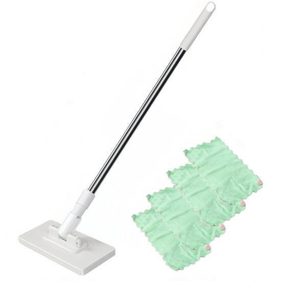 Pulitore di pavimento 360° girevole - Mini pulitore di pavimento - Asciugamani riciclabili - Cambio asciugamani automatico - Tecnica di fissaggio con dente di leone - Per cucina/bagno