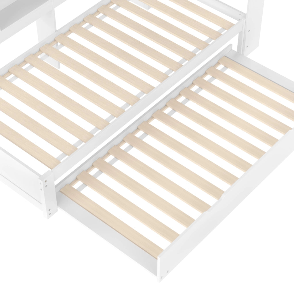 Divano letto estraibile 90 x 200 cm con prese e USB, bianco