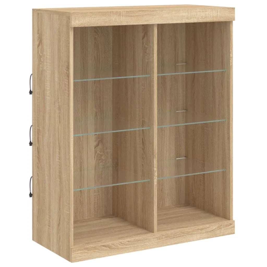 Buffet credenza cassettiera armadio mobile contenitore organizer per cucina soggiorno salotto con luci LED rovere Sonoma 202 x 37 x 100 cm marrone 02_0029952