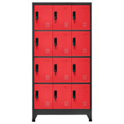Armadietto con Serratura Antracite e Rosso 90x45x180cm Acciaio 339817
