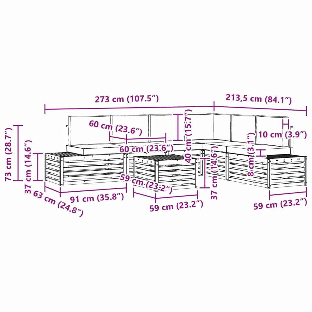 Set divani 6 Pezzo 59 x 59 x 37 cm 3392482