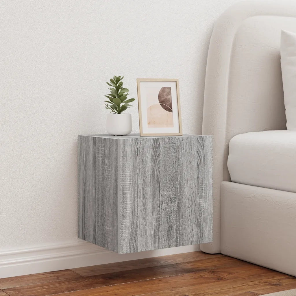 Mobili TV a Parete con Luci LED 2pz Grigio Sonoma 40,5x35x40 cm 837257