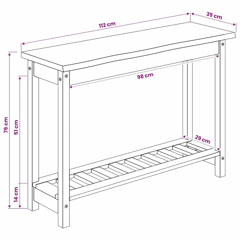 VidaXL Tavolo consolle con lo scaffale EKAI Nero 112 x 35 x 76 cm 42037017