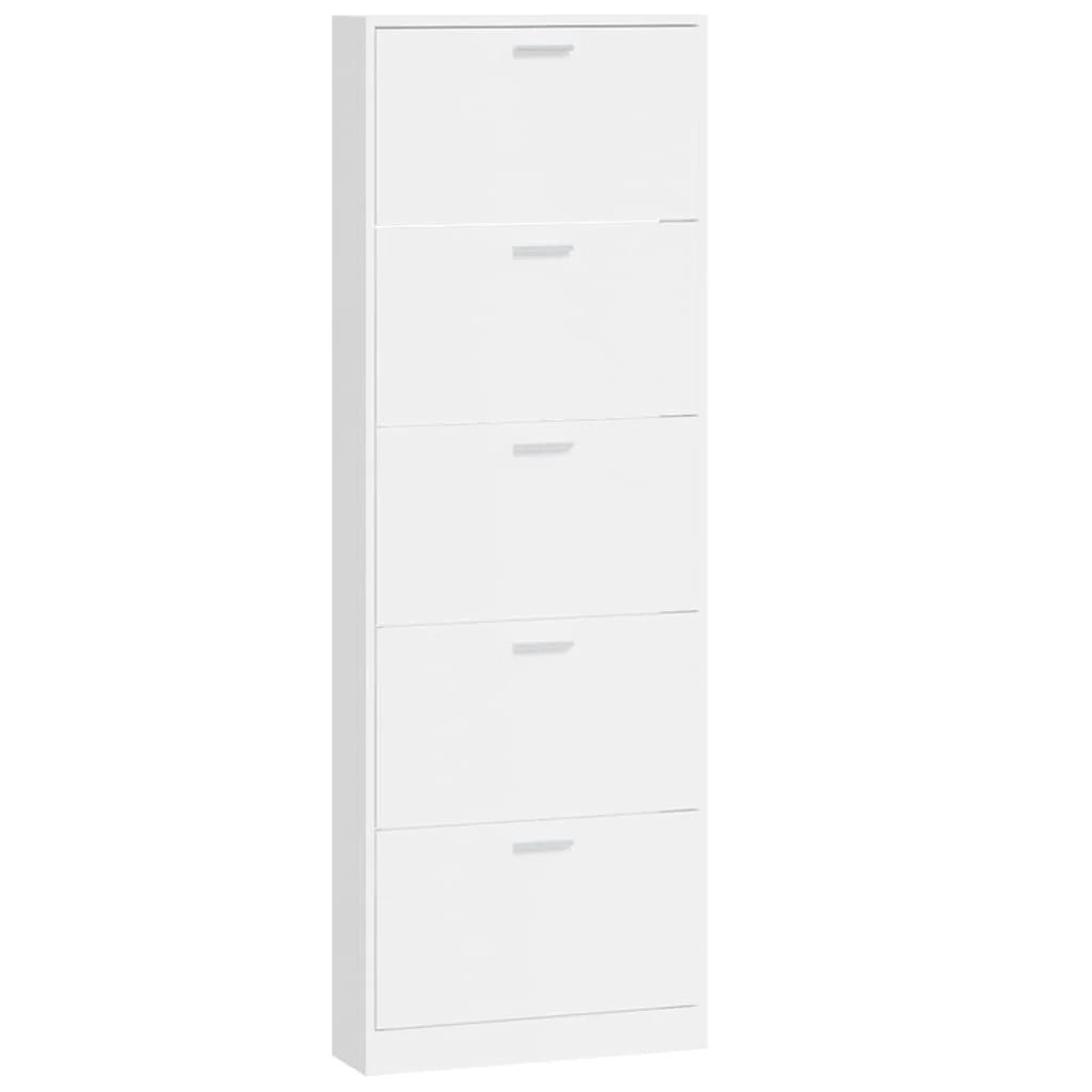 Scarpiera mobile contenitore per scarpe mobile per ingresso/corridoio/soggiorno finitura lucida 59 x 17 x 169 cm legno ingegnerizzato bianco 02_0021307