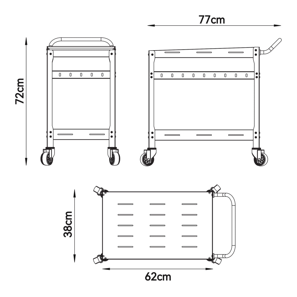 Carrello Portavivande Bard in Acciaio con 2 Ripiani e Ruote 72x77x38 cm - Nero casa.pro