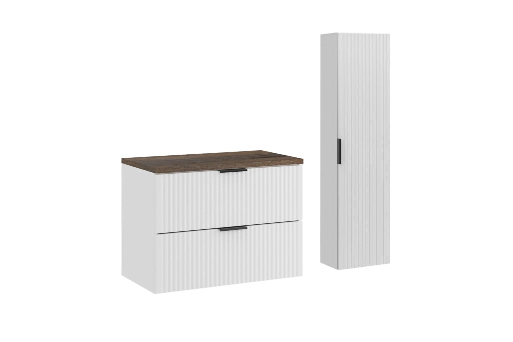 Set mobili bagno 80 cm con piano e Szafką wysoką Adel White 80 x 1401 x 46 cm
