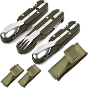 Attrezzatura da Campeggio - Flessibile e Tasche in Tessuto - Acciaio Inossidabile - Coltellini - Set di Cucchiai - Insacco da Campeggio - Coltellino - Set di Forchette - Mobiliere da Campeggio Portatile