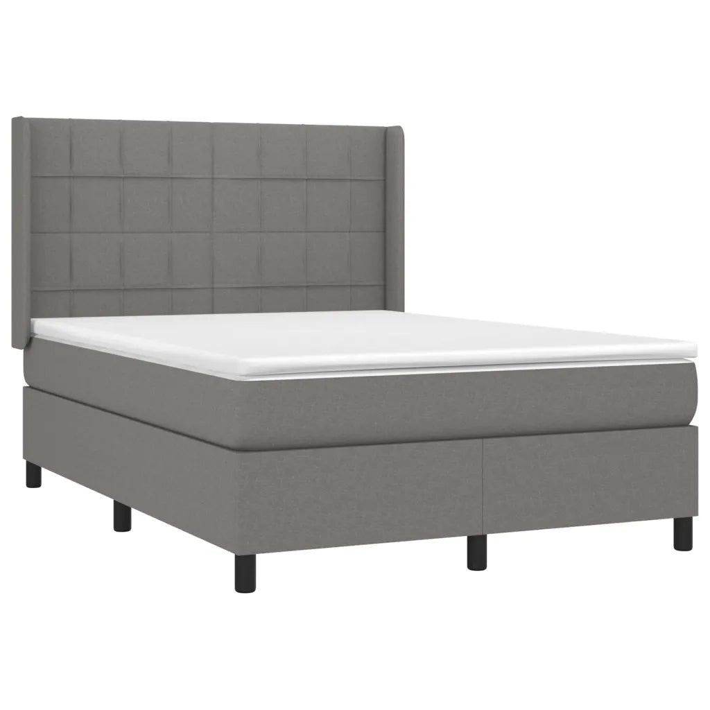 Letto a Molle Materasso e LED Grigio Scuro 140x200cm in Tessuto cod mxl 40200