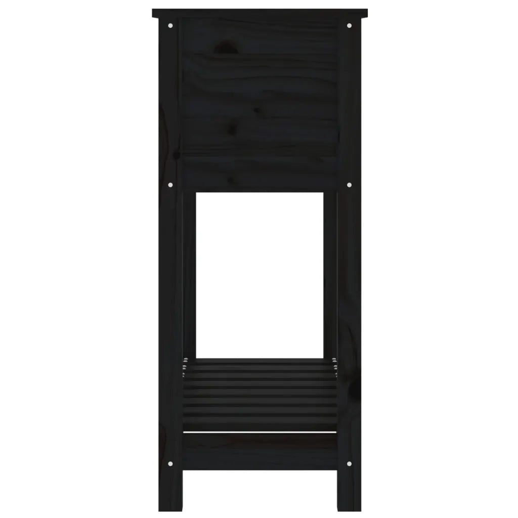 Fioriera | Cassetta per fiori | Vaso con Mensola Nera 82,5x34,5x81cm Legno Massello di Pino
