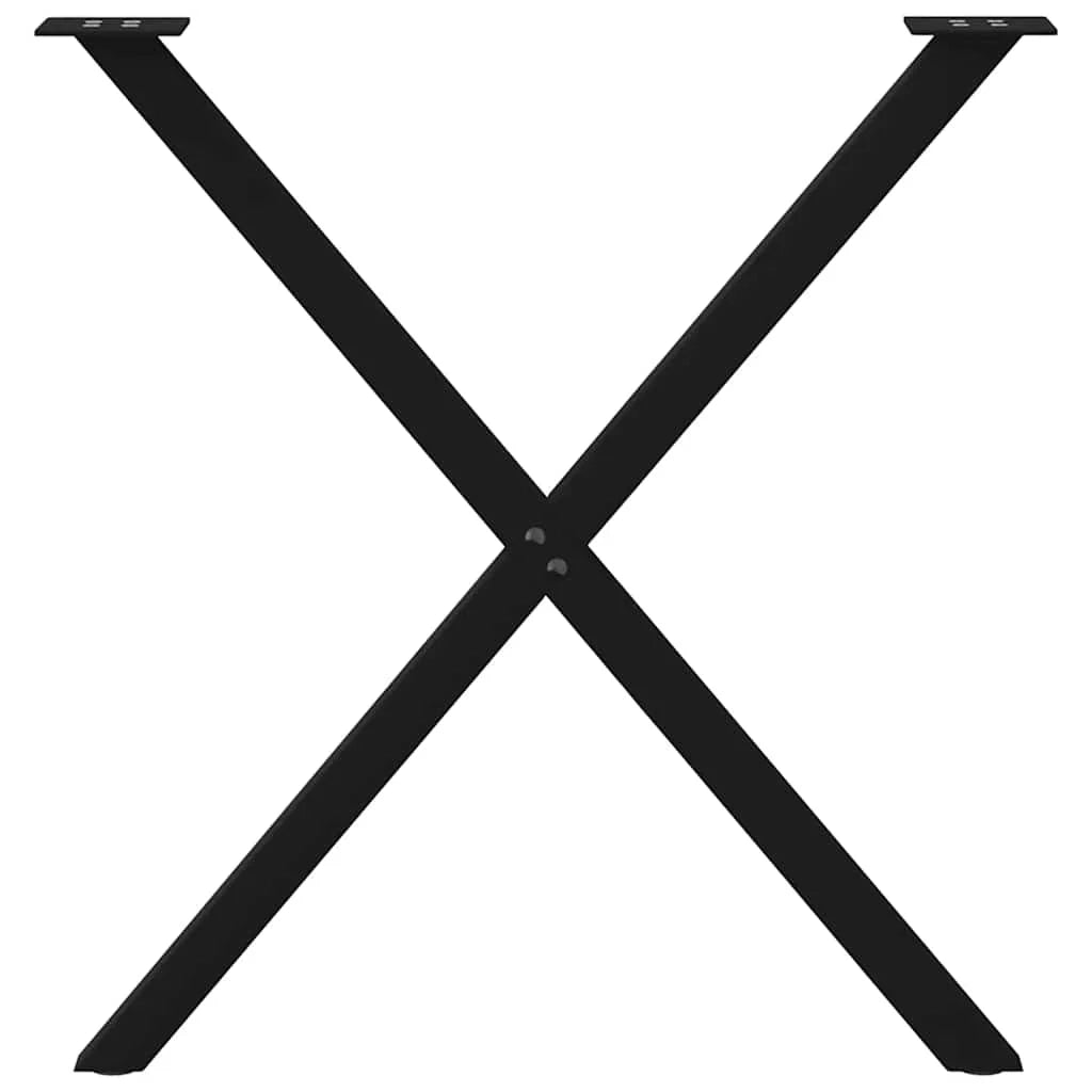 Set di 2 gambe robuste per tavolo da pranzo a forma di X 80 x 73 cm con piedini regolabili stile moderno acciaio nero 02_0057193