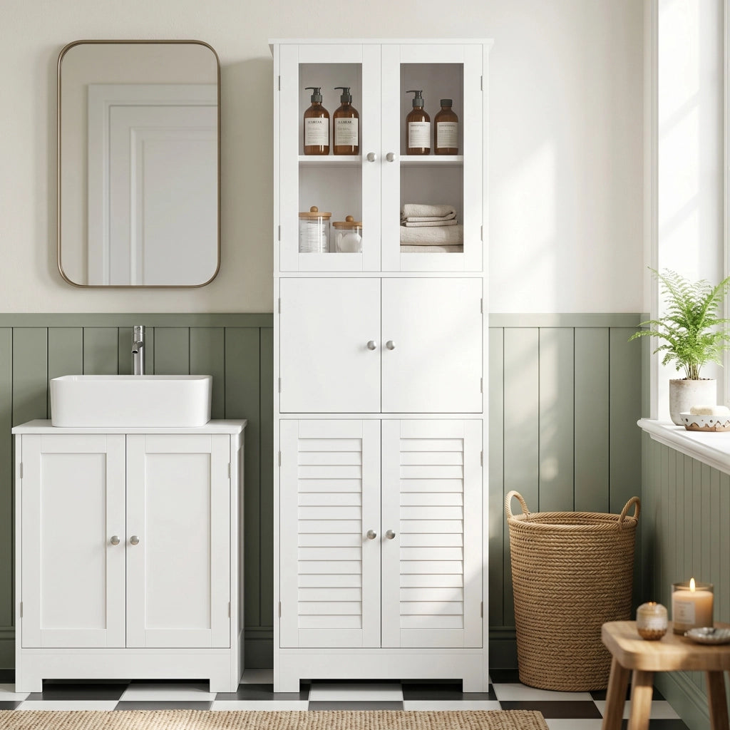 Mobile da Bagno Alto con 6 Ante ¨C Zephmum ¨C Bianco 60x30x