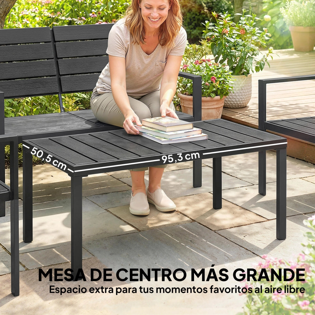 Set giardino 4 posti con divano 2 posti 2 sedie tavolino ¨C zephmum ¨C nero