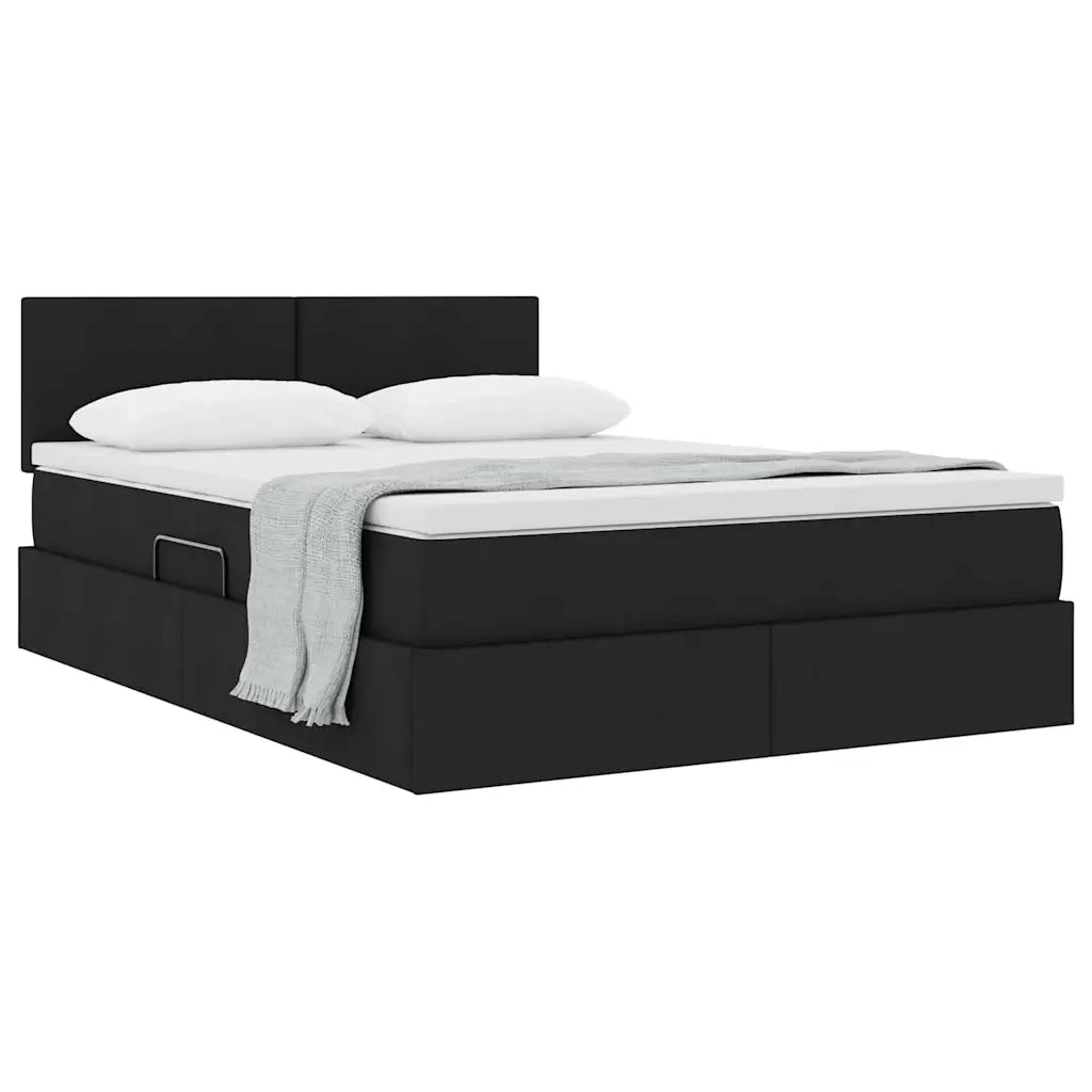 Letto con contenitore e materasso Nero 140 x 190 cm