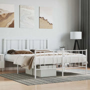 Giroletto con Testiera e Pediera Metallo Bianco 140x190 cm 352547