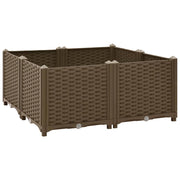 Fioriera rialzata per piante e fiori giardino 80 x 80 x 38 cm polipropilene marrone 02_0000957
