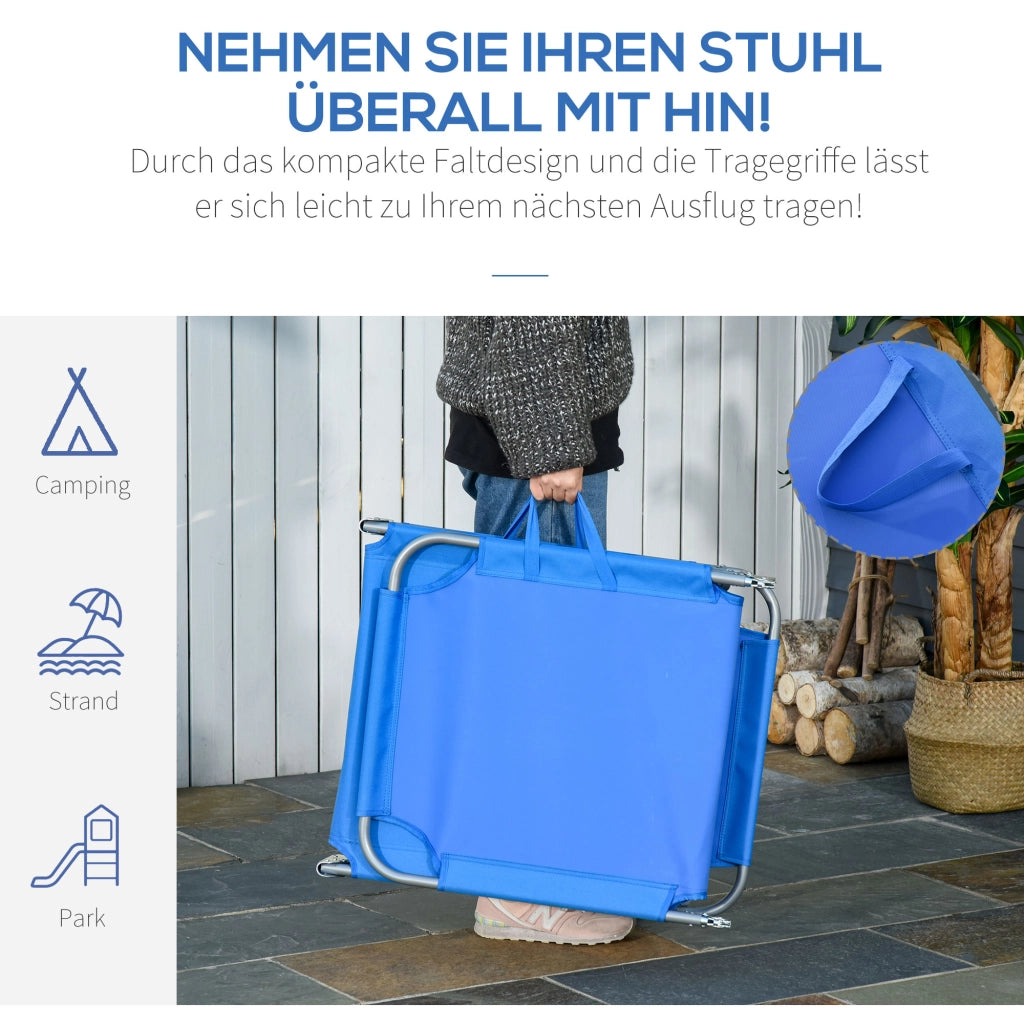 Telaio pieghevole in acciaio inox regolabile con schienale 187×55×24cm blu