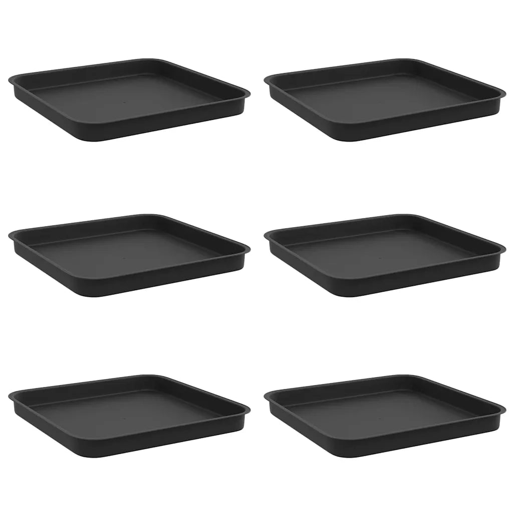 Vassoio Quadrato per Fiori 6 pz Nero 21 x 21 x 2 cm Plastica CFW4491209