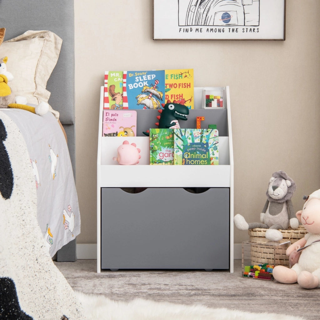 Set di tavolo e sedie per bambini e scaffale per bambini, Set di mobili 3 PCS e libreria perfetta per la stanza dei giochi