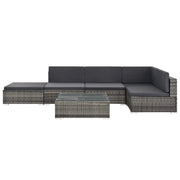 Set Divani da Giardino 6 pz con Cuscini in Polyrattan Grigio 48334