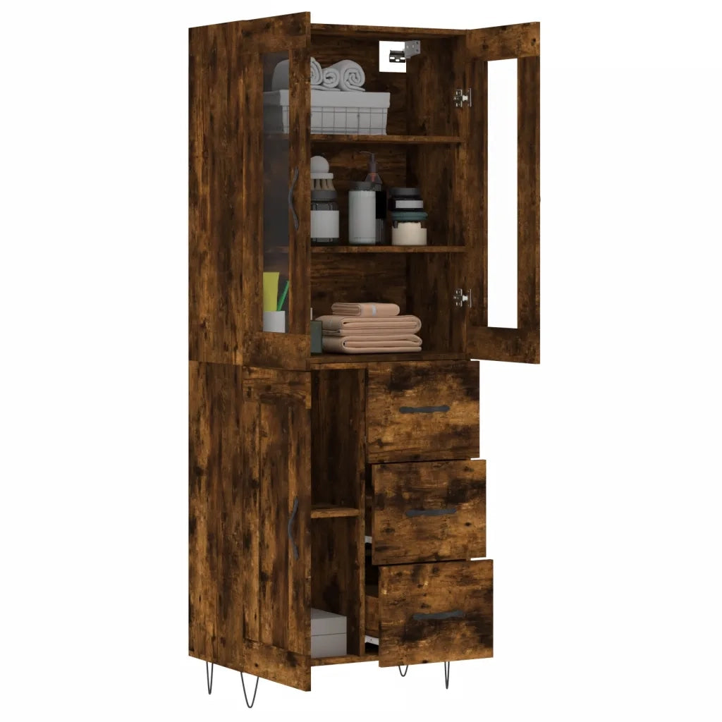vidaXL Credenza Rovere Fumo  69,5x34x180 cm in Legno Multistrato