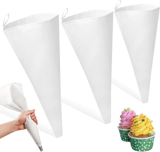 Set di sacchetti in cotone riciclabili - 3 pezzi - 40/35/30 cm - sacchetti per decorare dolci e torte.