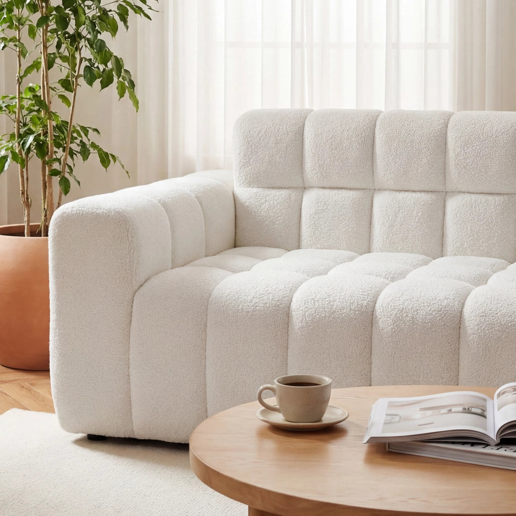 DIVANO Modulare 249,94 cm in Velluto Bianco
